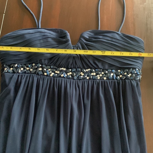 Formal Cocktail Short Navy Blue Beaded Dress women size L - Picture 11 of 14